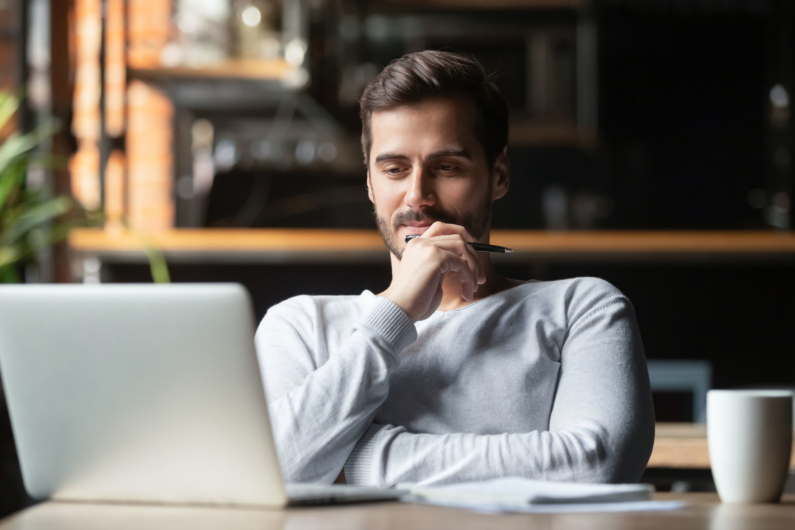 Young man using computer