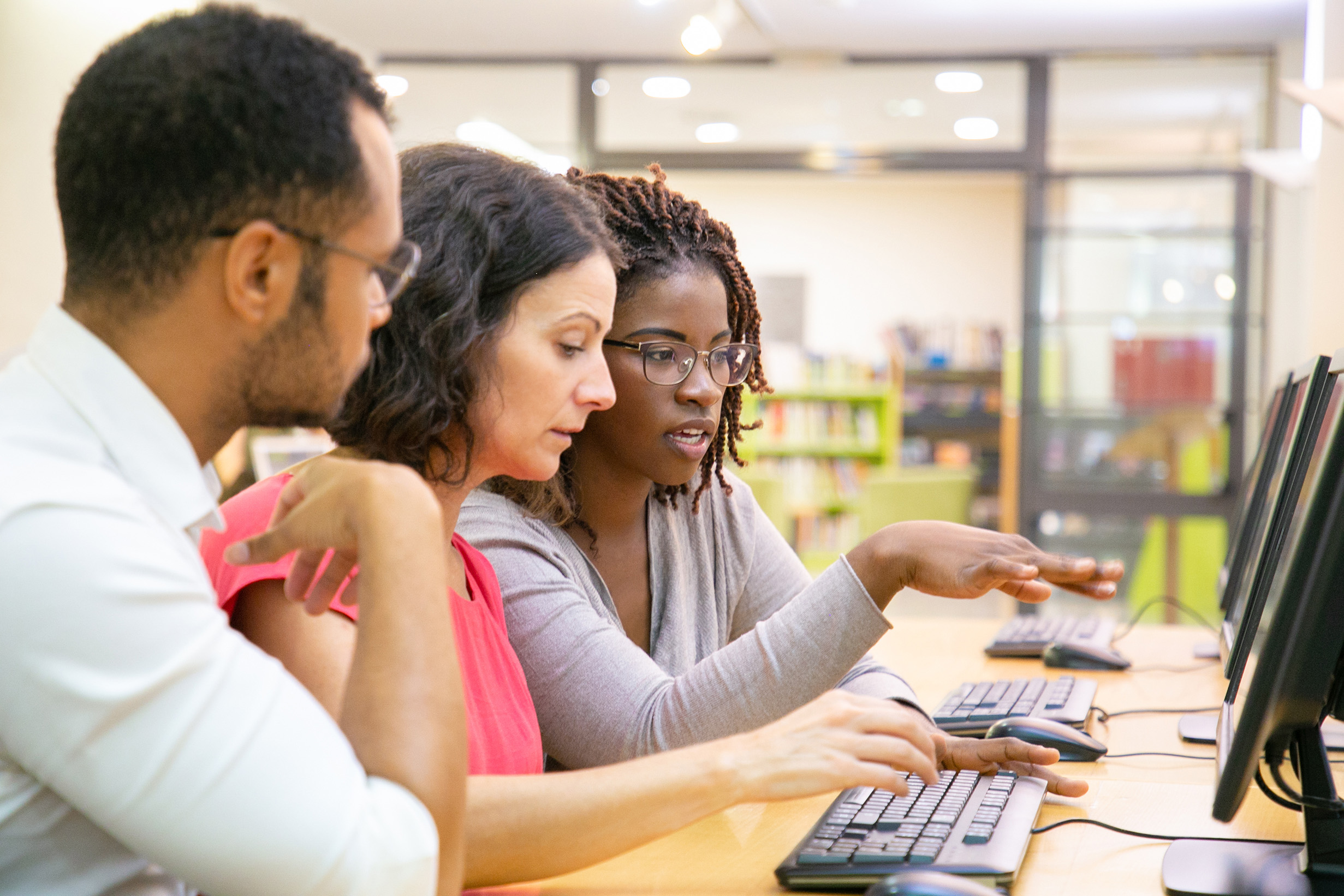 Teachers using computer