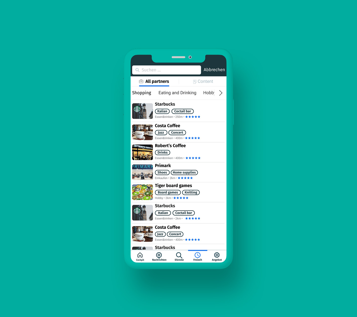 Mobile phone showing Wuppertal city app