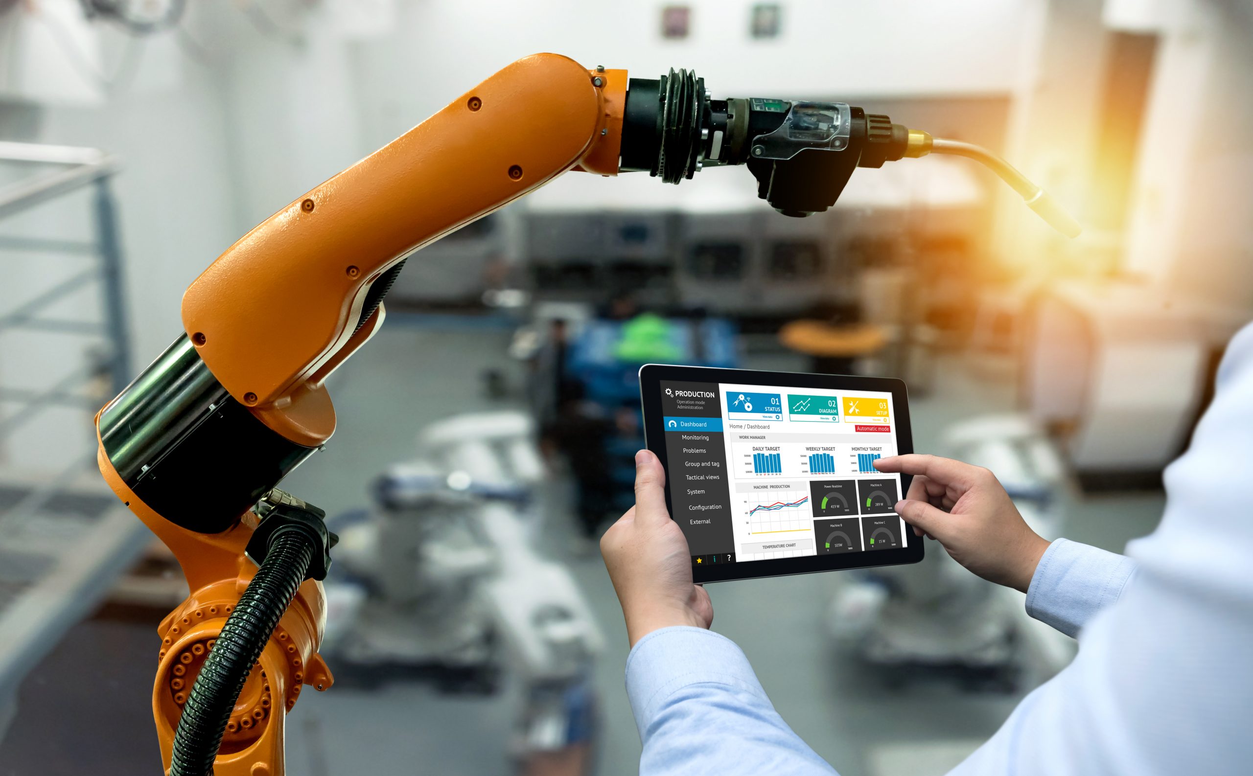 Engineer using tablet
