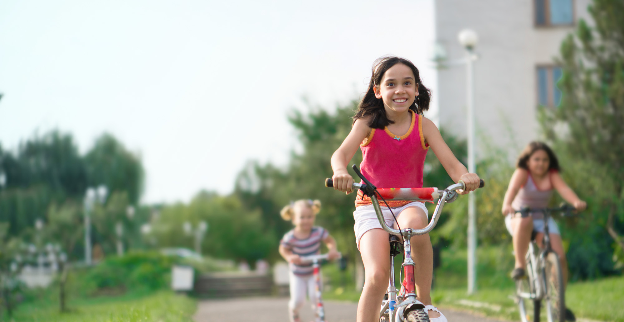 Children riding bicycles