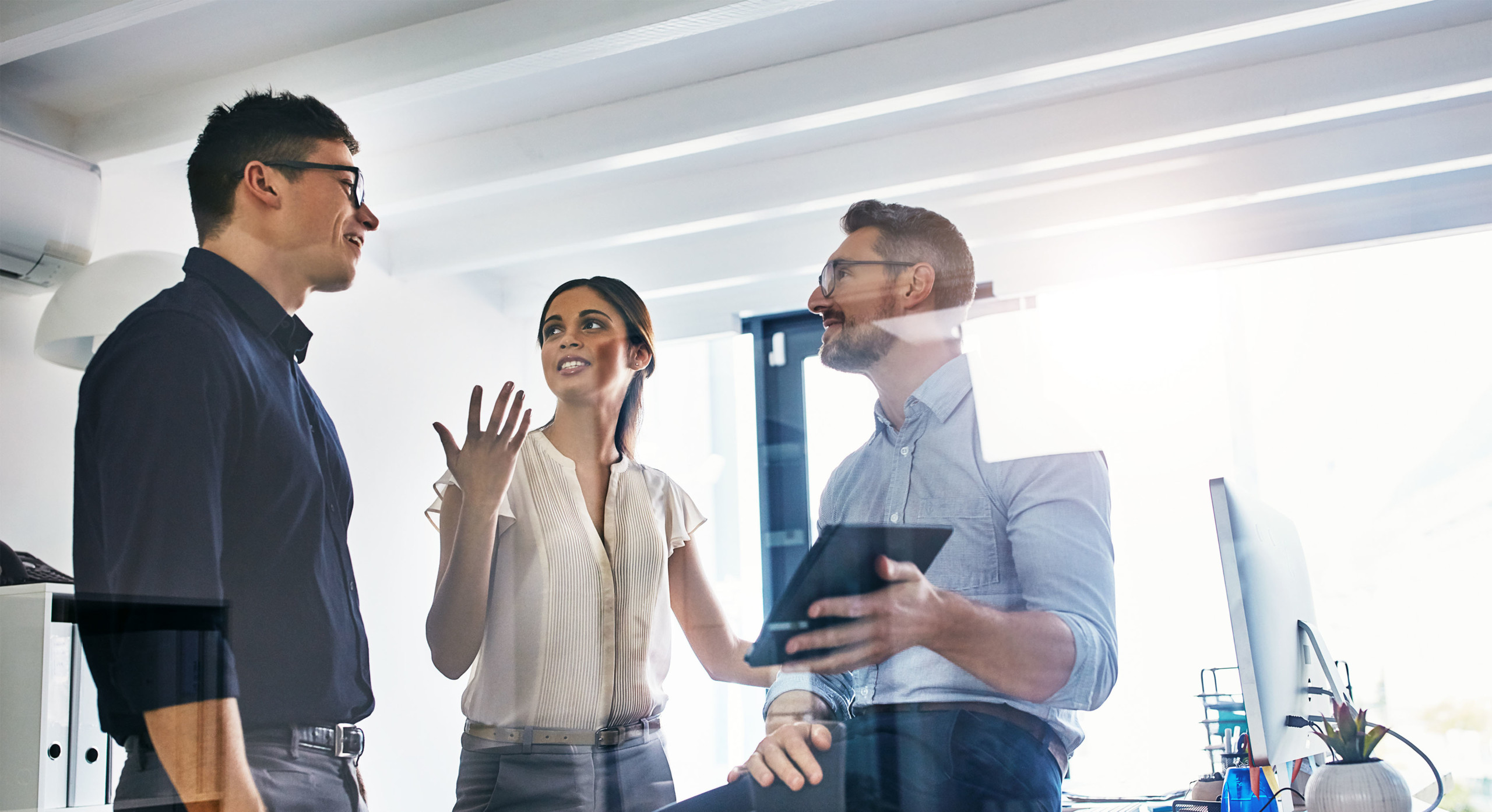 Team discussing in office