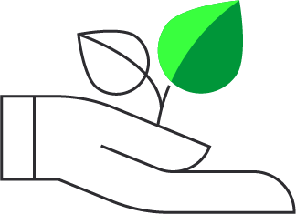Hand holding a leaf icon