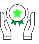 Hands holding Nortal awards ribbon icon