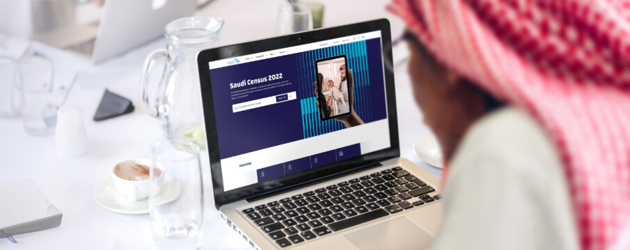 Saudi Census 2022 man with laptop hero