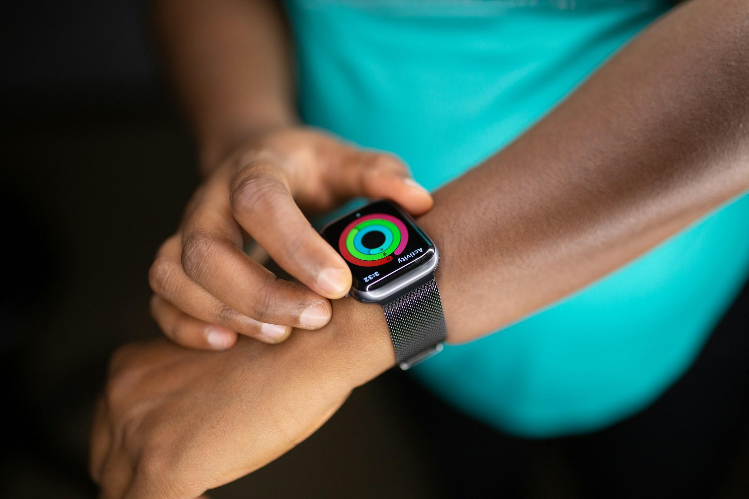 Man checking his fitness tracker