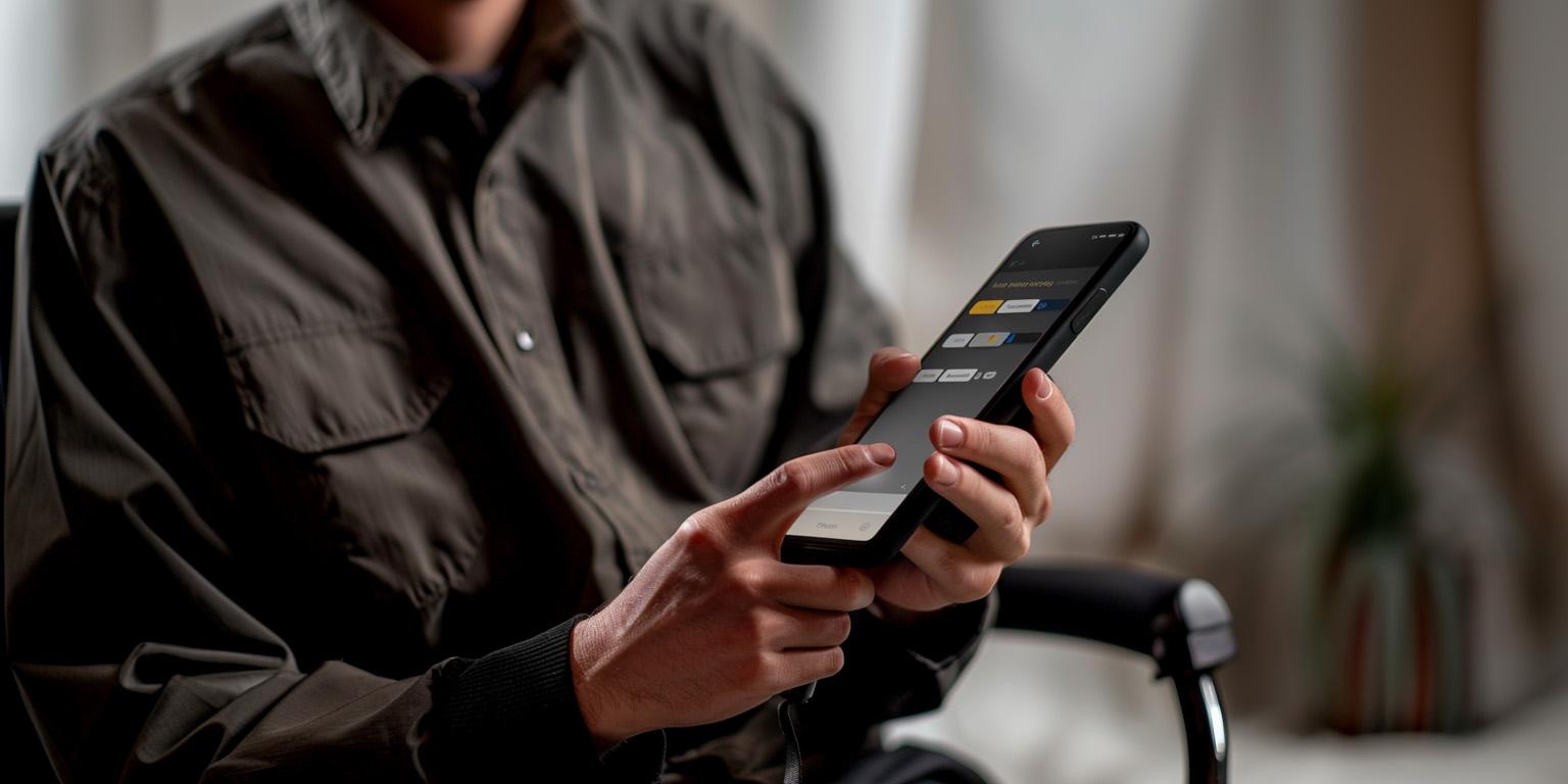 Person clicking tabs on a mobile screen